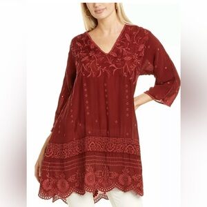 Johnny Was Mert Tunic Burgundy Women's Sz S